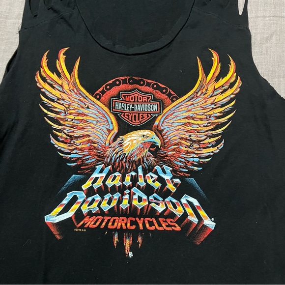 Harley-Davidson Custom Black Muscle Tee Biker Cut Outs Graphic Size Medium - Picture 3 of 8